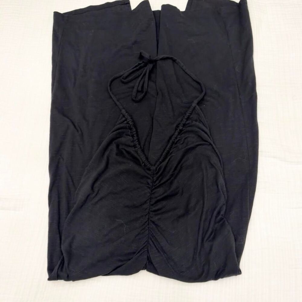 universal thread black ruched halter midi/maxi dress